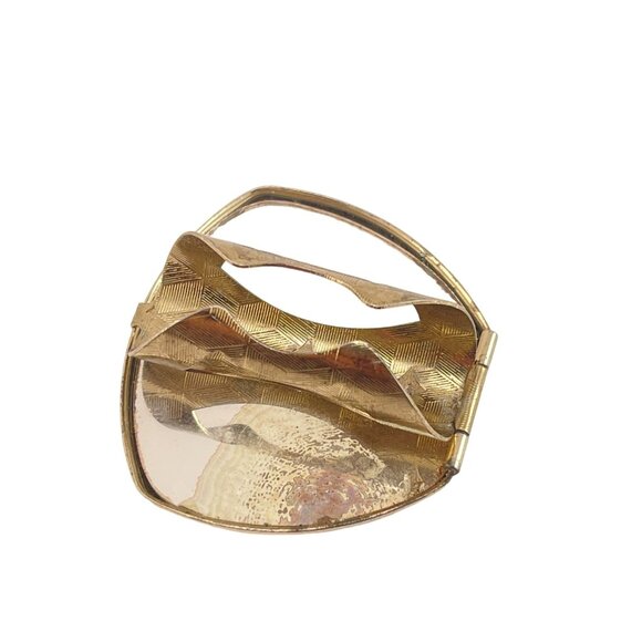 Vintage Mid Century Lipstick Holder Hinged with Mirror Starburst Pattern - Picture 4 of 5